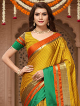 Women's Cotton Silk Mustard Printed DesignerSaree With Blouse Piece